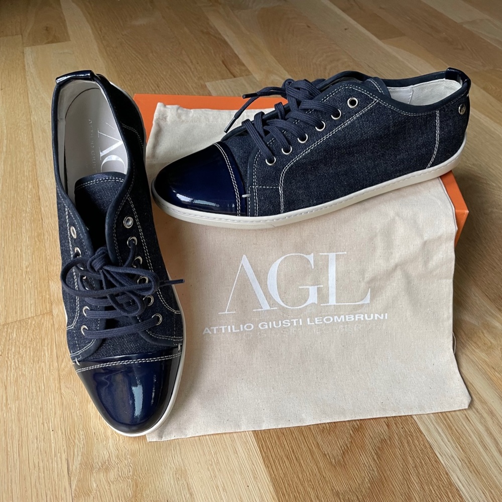 AGL Navy/Denim Blue Sneaker, Size 40, NWT, Made in Italy